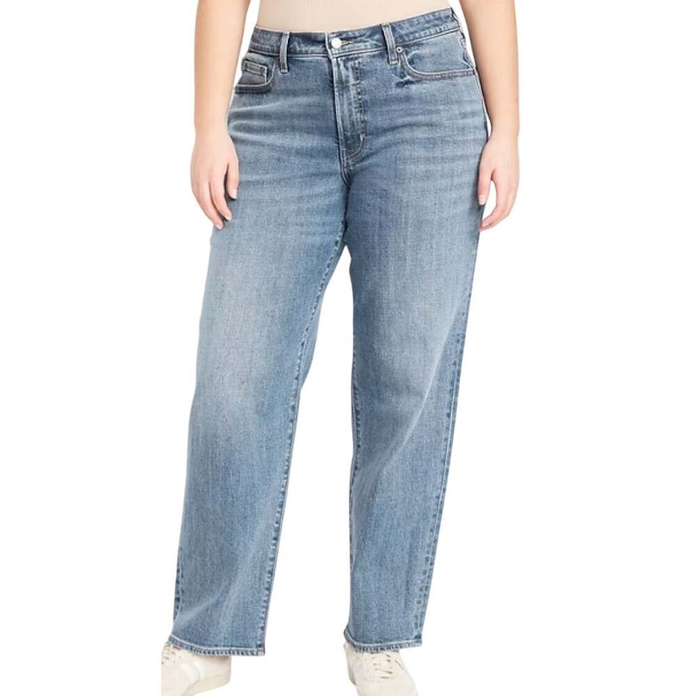 Old Navy High Rise Medium Wash Blue OG Loose Straight Jeans size 12 NEW Tags